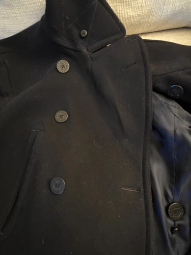 Polo Ralph Lauren Jacket Mens XLT Navy Peacoat Heavy Wool Double Breasted NICE! image 7