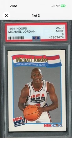 Michael Jordan Team USA Dream Team 1991 Hoops Basketball Card #579 Graded PSA 9