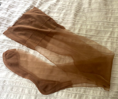 VINTAGE 1950s TRIUMPH Nude Cuban Heel Seamed Thigh-High Stockings Pantihose