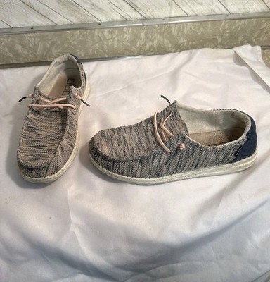 Hey Dude Women's Wendy Gray Shoes Size 11 - Slip On Pink Laces 