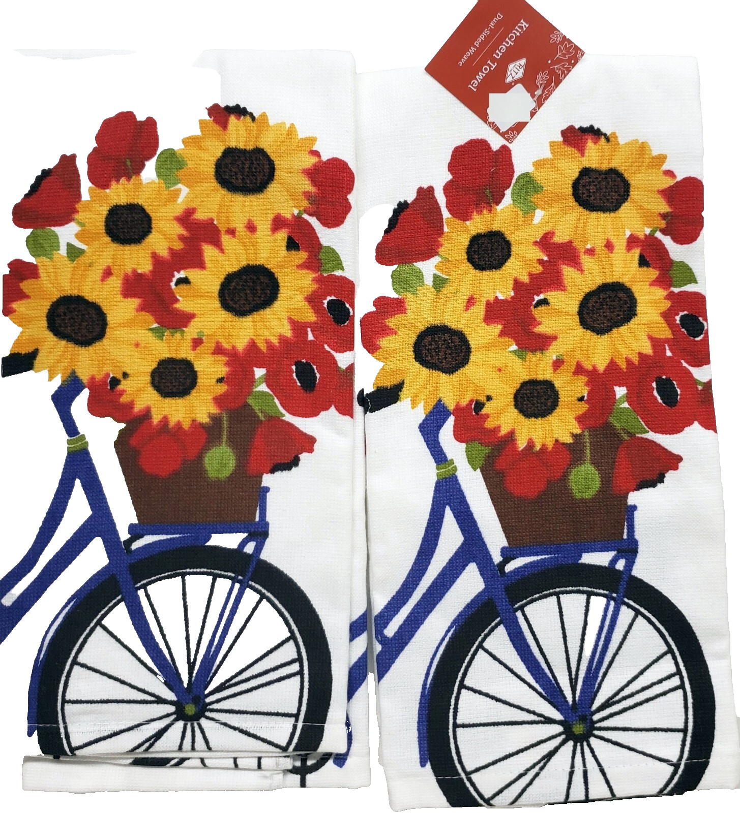 2 PRINTED COTTON KITCHEN TERRY TOWELS(16"x26")SUNFLOWERS &FL