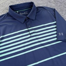 Under Armour Polo Shirt Mens XL Blue Short Sleeve Golf Performance Loose Fit