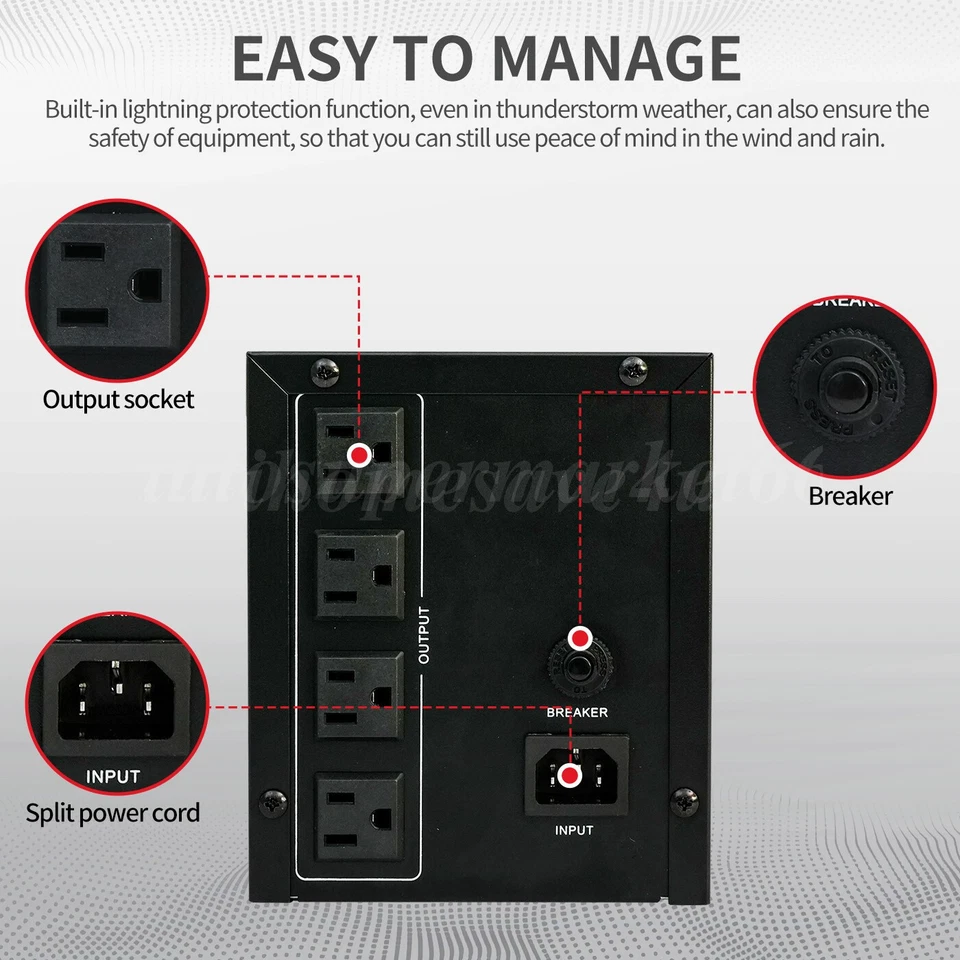 Fuente de alimentación ininterrumpida UPS 1500VA/900W tipo respaldo sin conexión con batería Foto 3 de 4