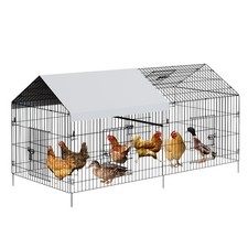 Metal Chicken Coop with Waterproof Anti-UV Cover, Portable Chicken Run for ...