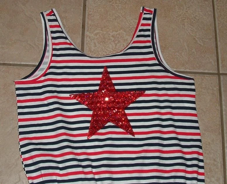 Mameluco estrella con lentejuelas brillantes a rayas sin mangas informal talla XXL para niñas TCP Foto 2 de 3