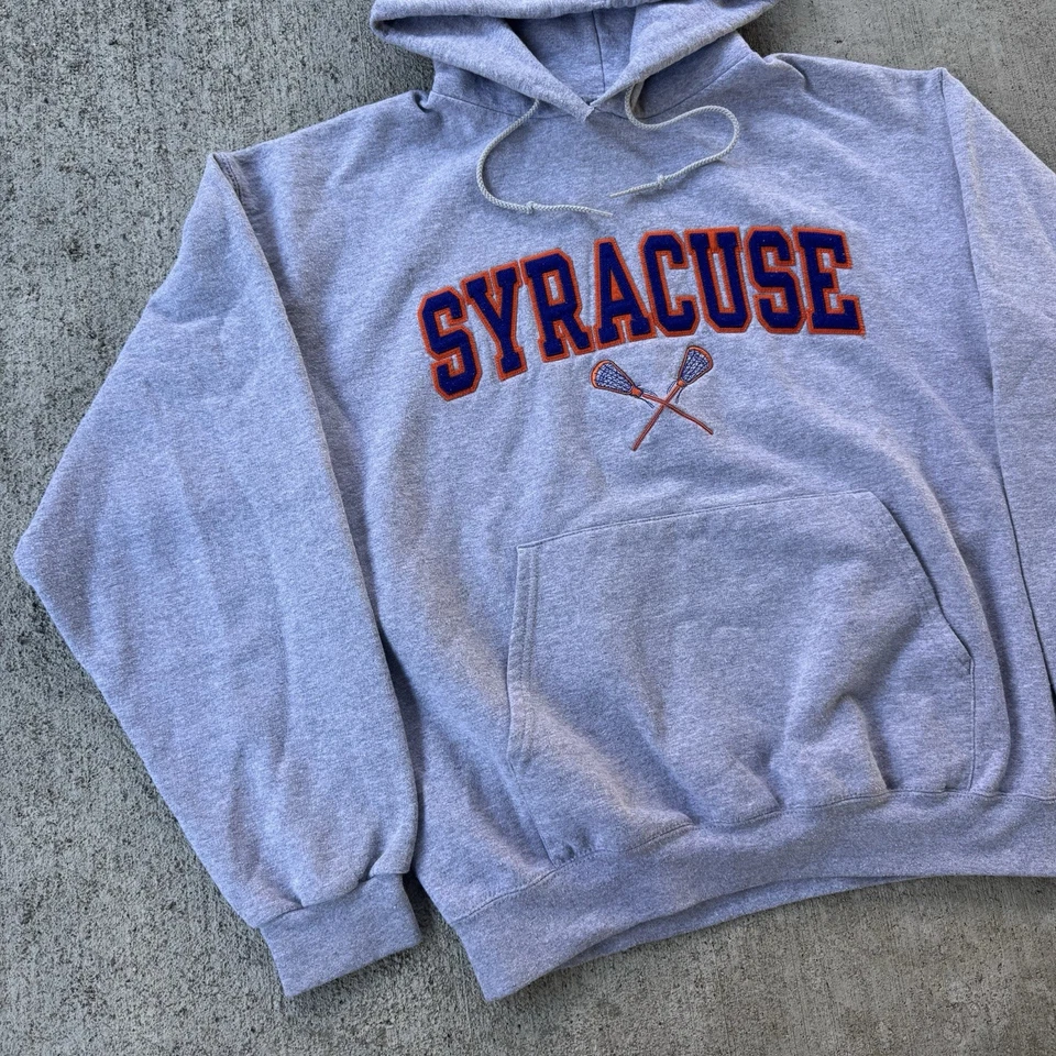 Sudadera con Capucha Grande Vintage Años 90 Champion Syracuse University Naranja Lacrosse Foto 4 de 4