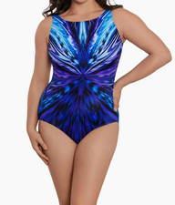 NWT Longitude Womens 14 One Piece Swimsuit Double Take High Neck Modest
