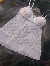 Vintage Babydoll Ivory Lace Ruffle Pleats Sissy Sweet Vintage Lingerie
