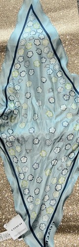 Coach Vintage Design Tea Rose Silk Diamond Scarf, Light Blue Multi - Picture 5 of 10