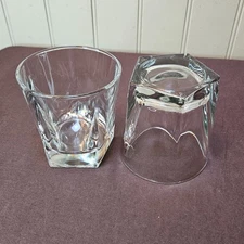 Libbey Clear Glass Pentagon Base 10 Oz Whiskey Rocks Glasses Lowball Set Of 2