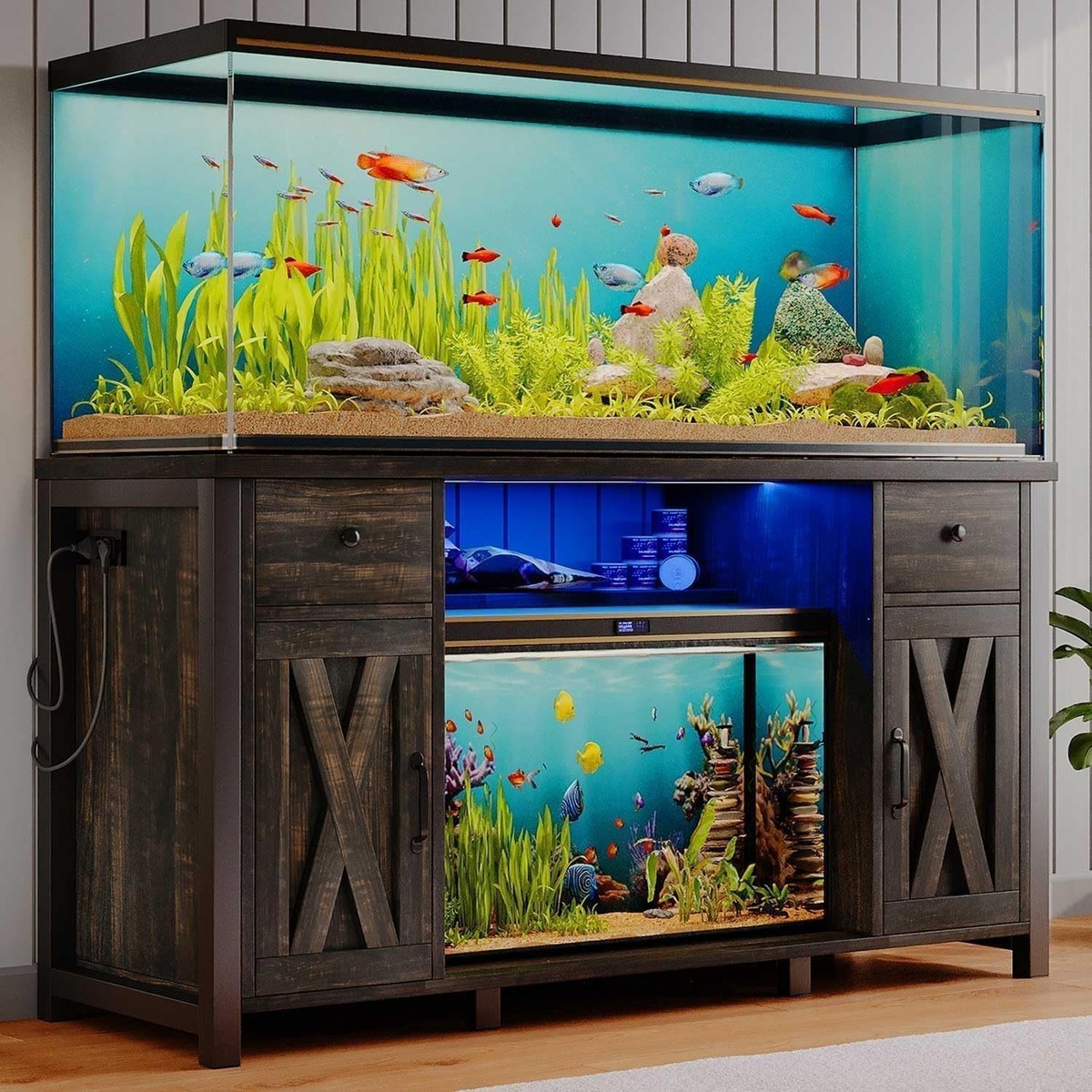 55 gallon fish tank with stand and accessories Aquatic Fundamentals Metal Aquarium  USA 30 gallon tanks Belleze 55 to 90 Gallon