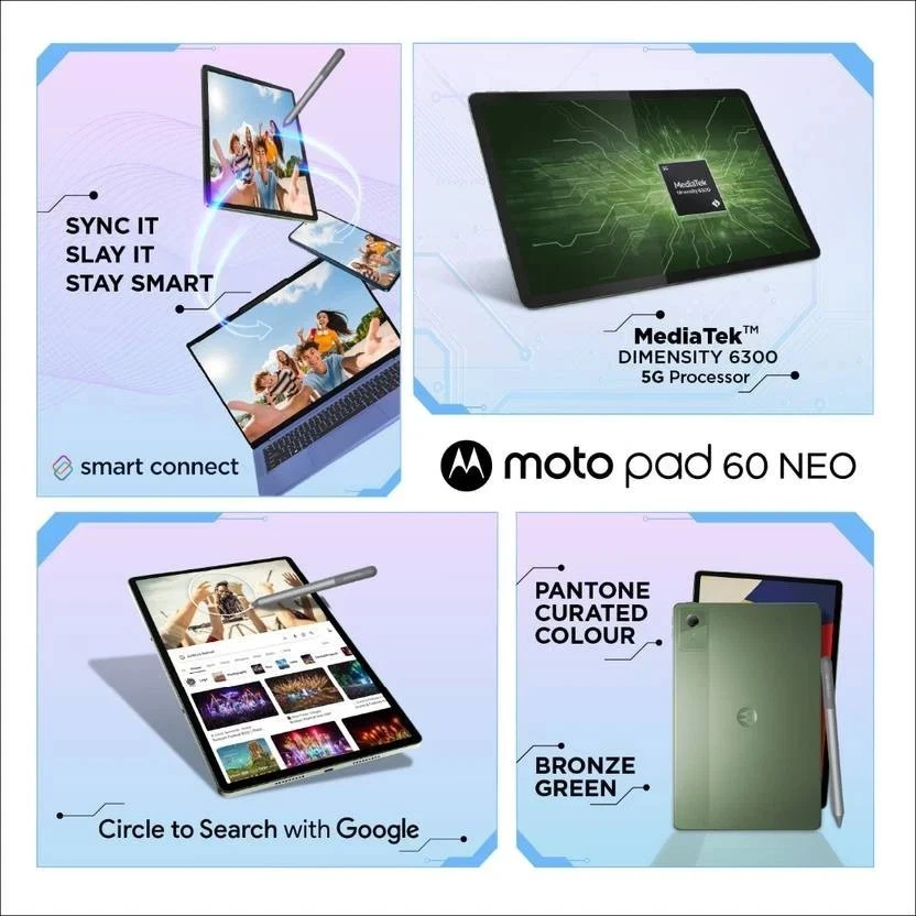 MOTOROLA Pad 60 Neo Green (8 GB RAM 128 GB ROM) 11 inch with Wi-Fi+5G Tablet - Image 3 of 4