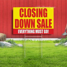 CLOSING DOWN SALE Sale Shop Clearance Indoor Outdoor Yard Sign with metal stakes