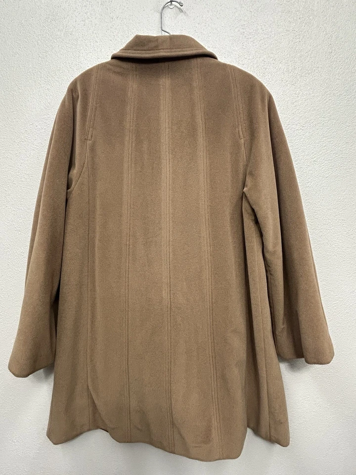 Vintage Juli De Roma Cashmere Overcoat Peacoat Size Large 14 Brown Tan Kajjmir - Image 2 of 4