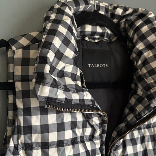 TALBOTS Women's Small Black & White Check Puffer Vest Quilted Classic Preppy - Picture 10 of 11