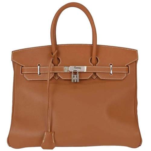 Hermes Birkin Brown Swift With Palladium Hardware Brown Leather Handbag