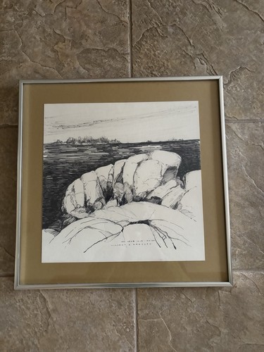 Vincent Hartgen Off Deer Isle Pen And Ink Framed Picture Black & White - Picture 2 of 5