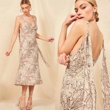 Reformation Venezia Python Midi Dress Sleeveless V-Neck Size 4 Chic