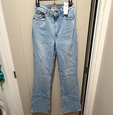 Abercrombie & Fitch The Vintage Flare High Rise Light Wash Distressed Jeans