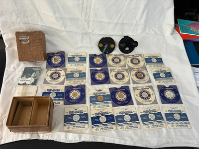 Vintage 1950s Sawyer s View-Master Lot 24 Reels + Box + Manuals (Viewer BROKEN)