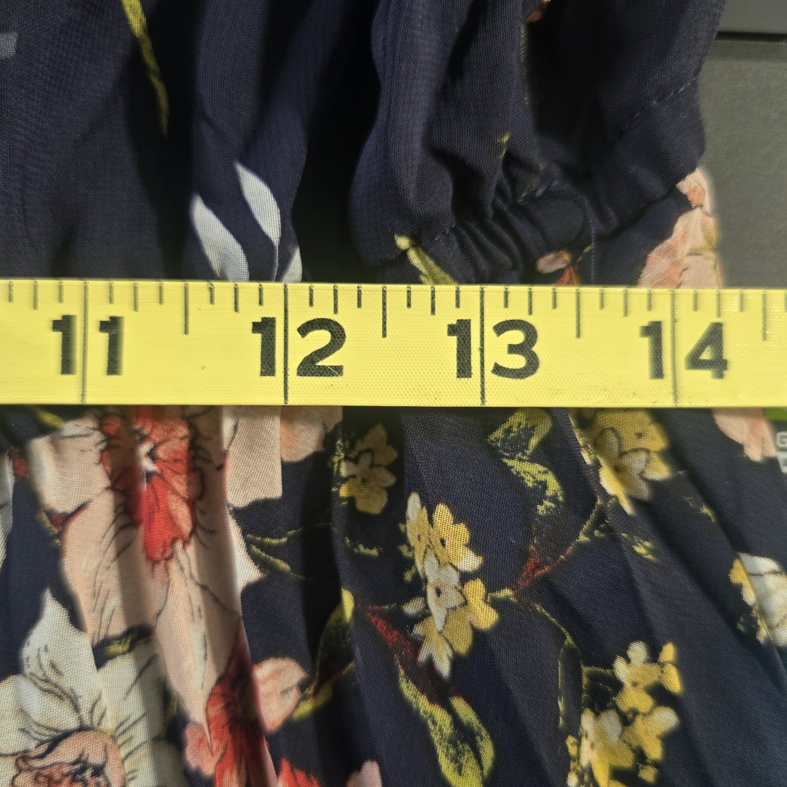 Indigo Rose Navy Blue Floral Maxi Dress Women’s Size L Ruffle Off Shoulder Boho