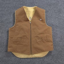 Vintage Carhartt Vest Mens Large Brown Duck Canvas Sherpa Lined USA 80s 6SV Work