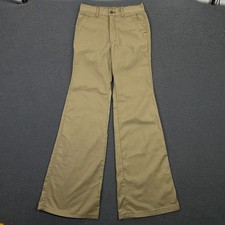 True Vintage 70s Pants FITS Womens 28x34 Flare Bell Bottom Sailor Khaki USA Made