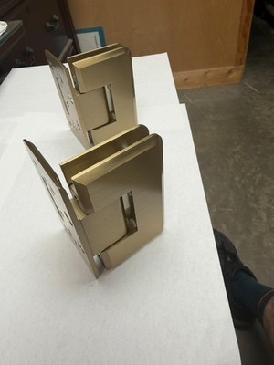 Pair of CRL COL044 Brushed Bronze Offset Wall to Glass Hinges