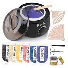 Waxing Kit - Painless Hair Removal Wax Warmer - 6 Bags - Hard Wax Beans - Black