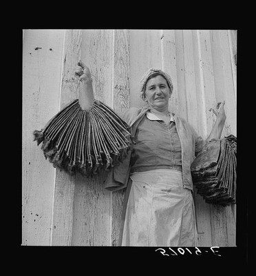 Photo:Delacroix Island Louisiana 1941 Trapper's Wife Holding Muskrat Skins