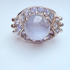 Estate 18K Solid Gold 9.2 CT Ceylon Sapphire Orbital Halo MCM Fine Vintage Ring