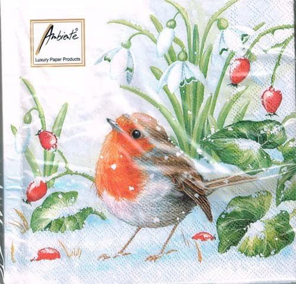 Ambiente - Servietten - Robin - Winter / Vogel / Schnee-image