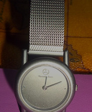 Vntg.MercedesBenz PromoQuartz WatchWorking Stainls.SteelMeshBandGunpowderGrey