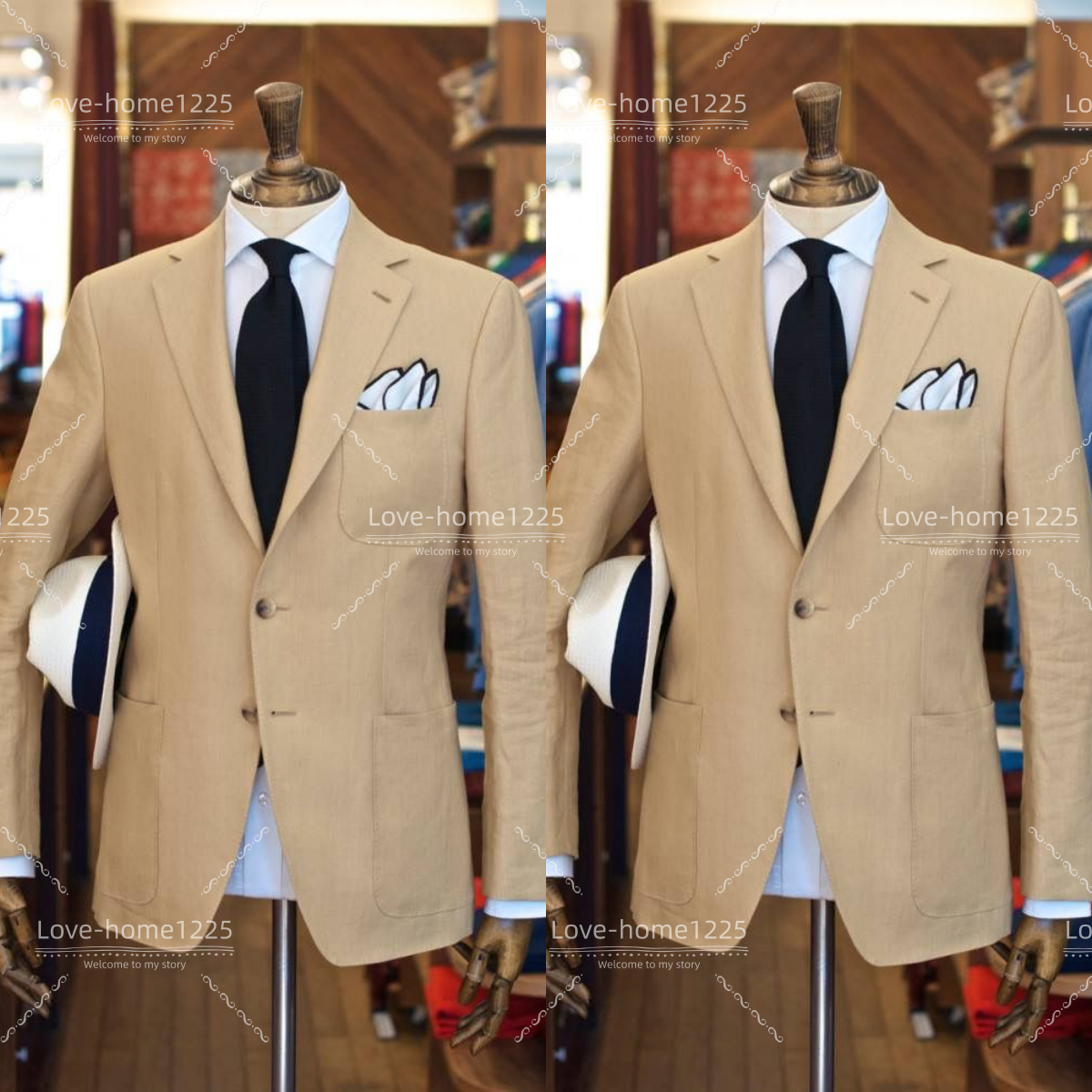 Khaki Men's Suit Regular Fit Workwear Offical Tuxedo Jacket Buiness Wedding