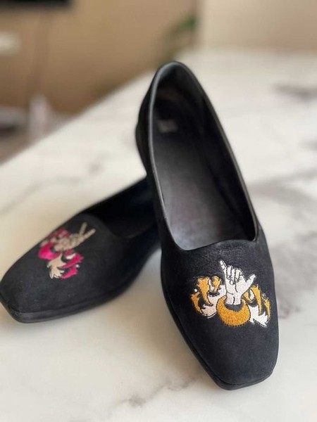 Women Camper Heels Black Leather 39