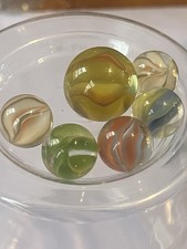Hybrid Beauties Vitro Agate Cats-Eye Marbles Lot Of 6 Excellent .60-.88 Inches