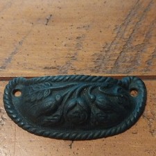 Drawer Handle/Pull for Hoosier Cabinet, Cast Iron, Floral Design VTG