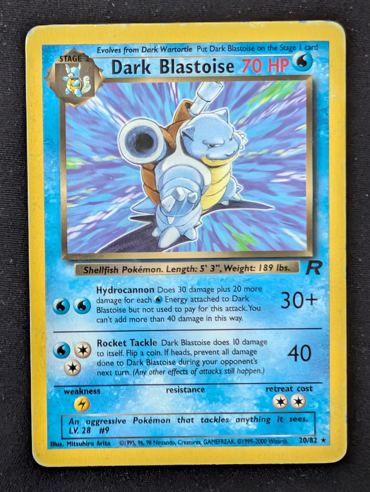 2000 Pokemon Team Rocket #20/82 Dark Blastoise Non-Holo Rare WOTC Unlimited MP
