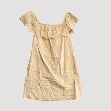 Express Women's M Peach Off-Shoulder Eyelet Ruffle Mini Dress Casual P0420
