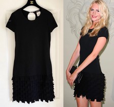 ⭐10A CHANEL- Women's 38 Black Knit Mini Ruffle Skirt DRESS