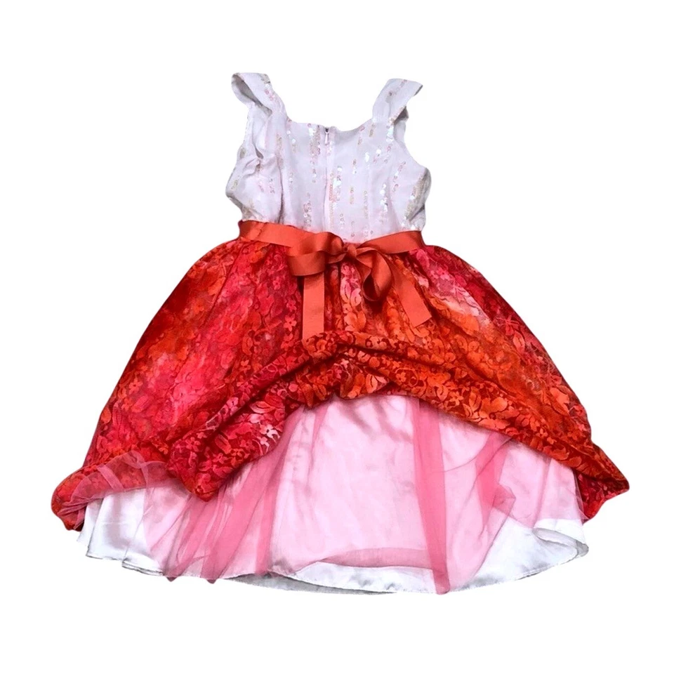 Emily West 女孩派对礼服红色蕾丝亮片无袖女孩连衣裙 12 码全新带标签 — 第 3/3 张图片