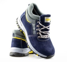 Mens Leather Lightweight Safety Steel Toe Lace Work Hiking Ankle Boots Shoes