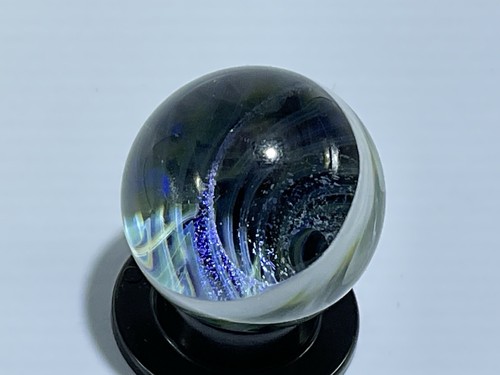Beautiful Contemporary 1.5” Dichroic Glass Marble BLUE VORTEX New! - Picture 4 of 16
