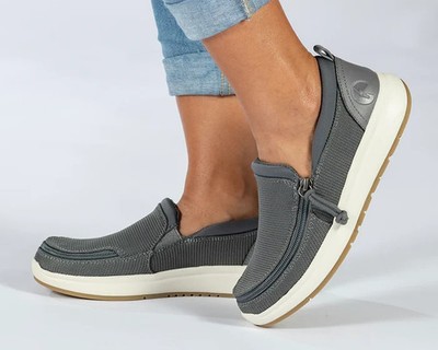NEW Billy Footwear Women Perf Low Top Zip Up Mocs Gray Adaptive Size 9.5M BY377