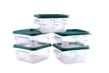 Hakka 2 Qt Commercial Grade Square Food Storage Containers With Lids,Polycarb...