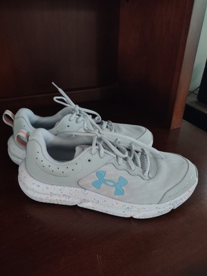 Under Armour Shoes Women Charged Assert 10 PNTSP Grey Lace up Splatter Size 9.5