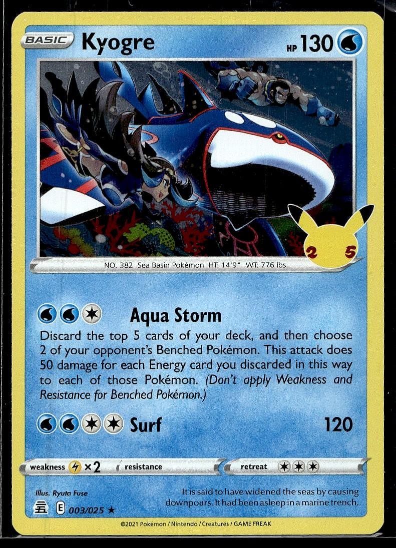 Kyogre 003/025 Rare Celebrations Pokemon Holo Near Mint