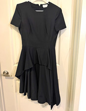 Alexander McQueen Black Cotton Short Sleeve Round Neck A-Line Dress L