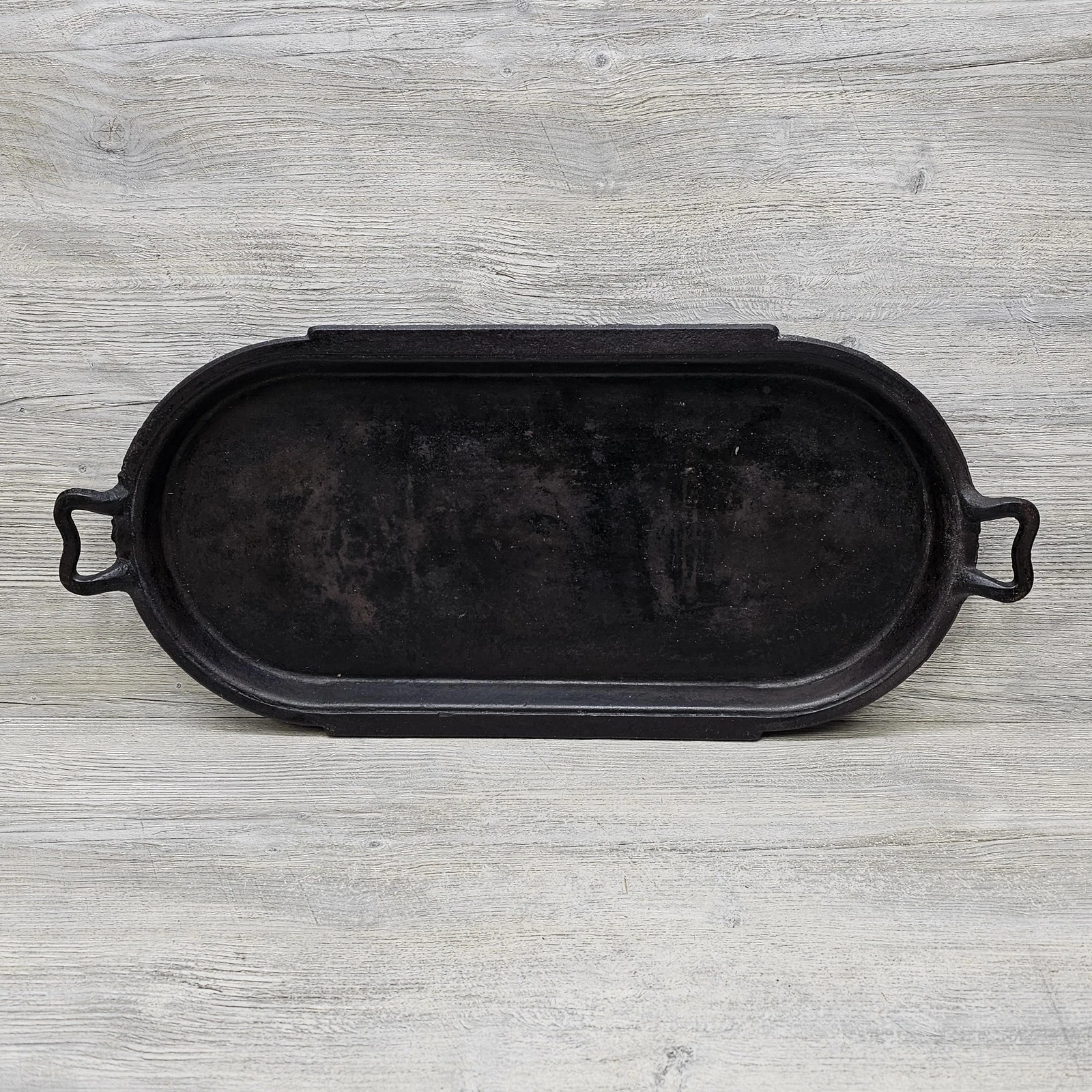 Cast Iron Oval Double Handle Griddle Skillet 24in Flat Black Stove Top Kitchen 6