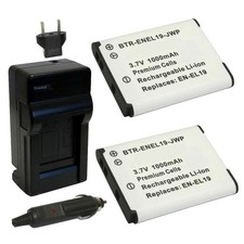 Replacement for Nikon Coolpix S5200 Battery 2-Pack, 1000mAh and Charger